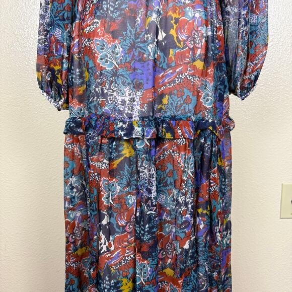 Maeve | Anthropologie Annabella Maxi Dress Boho Tiered Ruffled V-Neck Size 4 - Picture 10 of 11